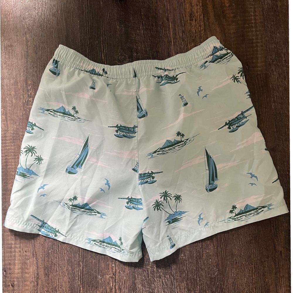 O'rageous Nautical Print‎ Swim Shorts Beach Sailboat Palm Tree Pattern Size L